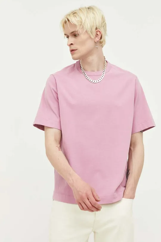Βαμβακερό μπλουζάκι Abercrombie & Fitch ροζ