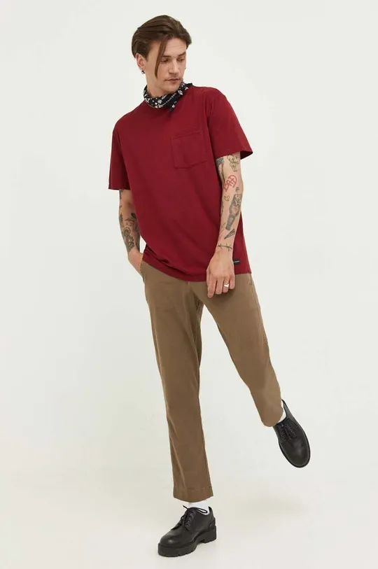 bordowy Hollister Co. t-shirt bawełniany Męski