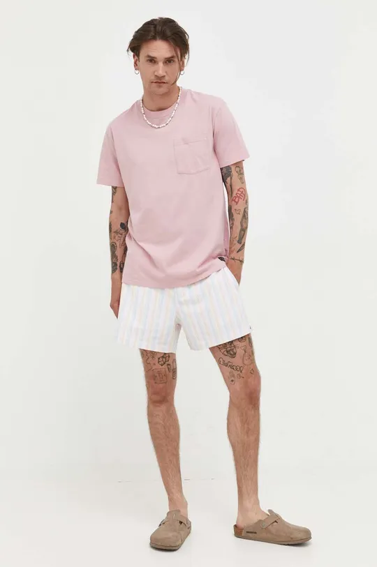Βαμβακερό μπλουζάκι Hollister Co. ροζ
