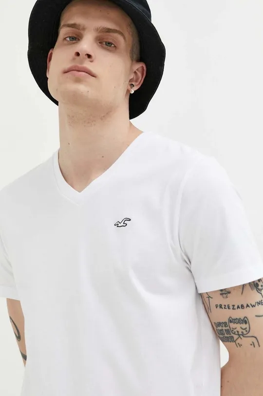 biały Hollister Co. t-shirt bawełniany Męski