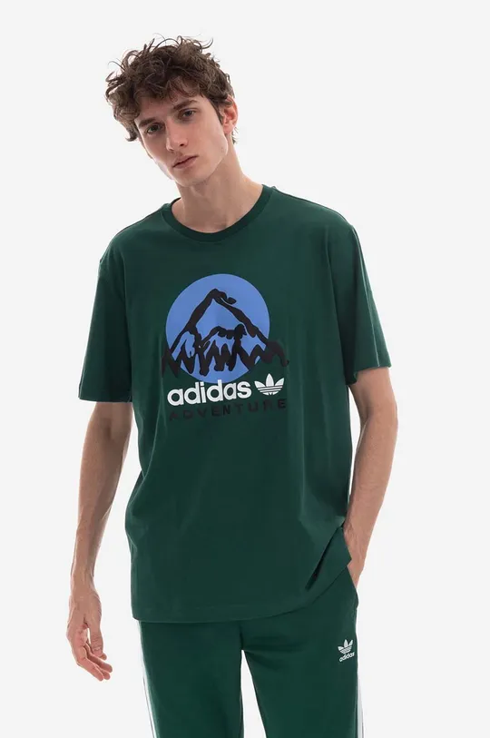 zelená Bavlnené tričko adidas Originals Adventure Mountain Front Tee Pánsky