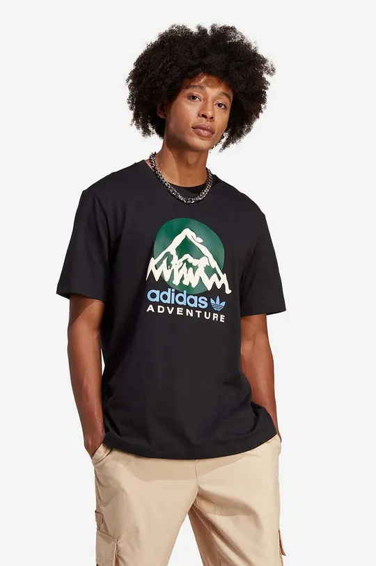 черен Памучна тениска adidas Originals Adventure Mountain Front Tee Чоловічий