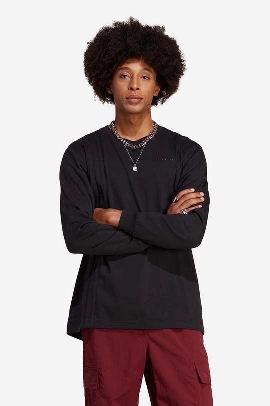 čierna Bavlnené tričko s dlhým rukávom adidas Originals RIFTA City Boy Essential Longsleeve Tee Pánsky