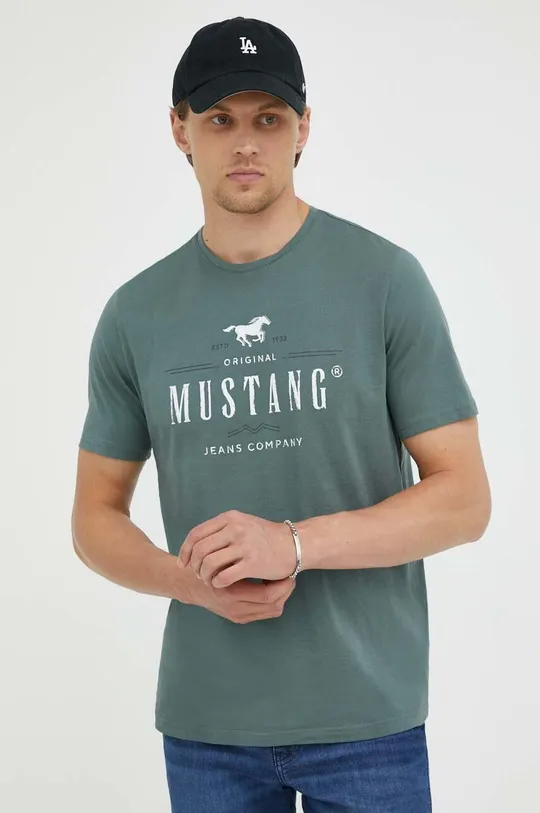 πράσινο Βαμβακερό μπλουζάκι Mustang
