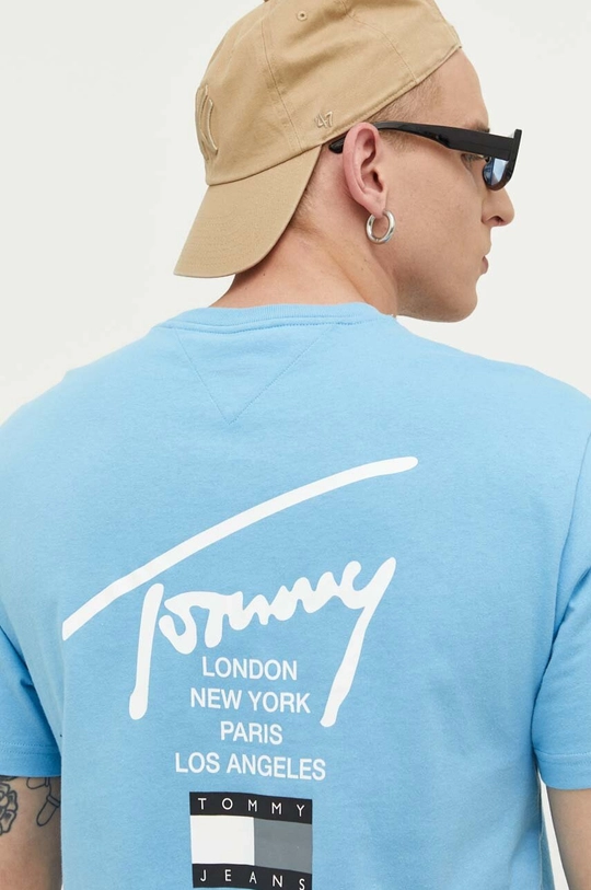 Βαμβακερό μπλουζάκι Tommy Jeans DM0DM12851.PPYX μπλε