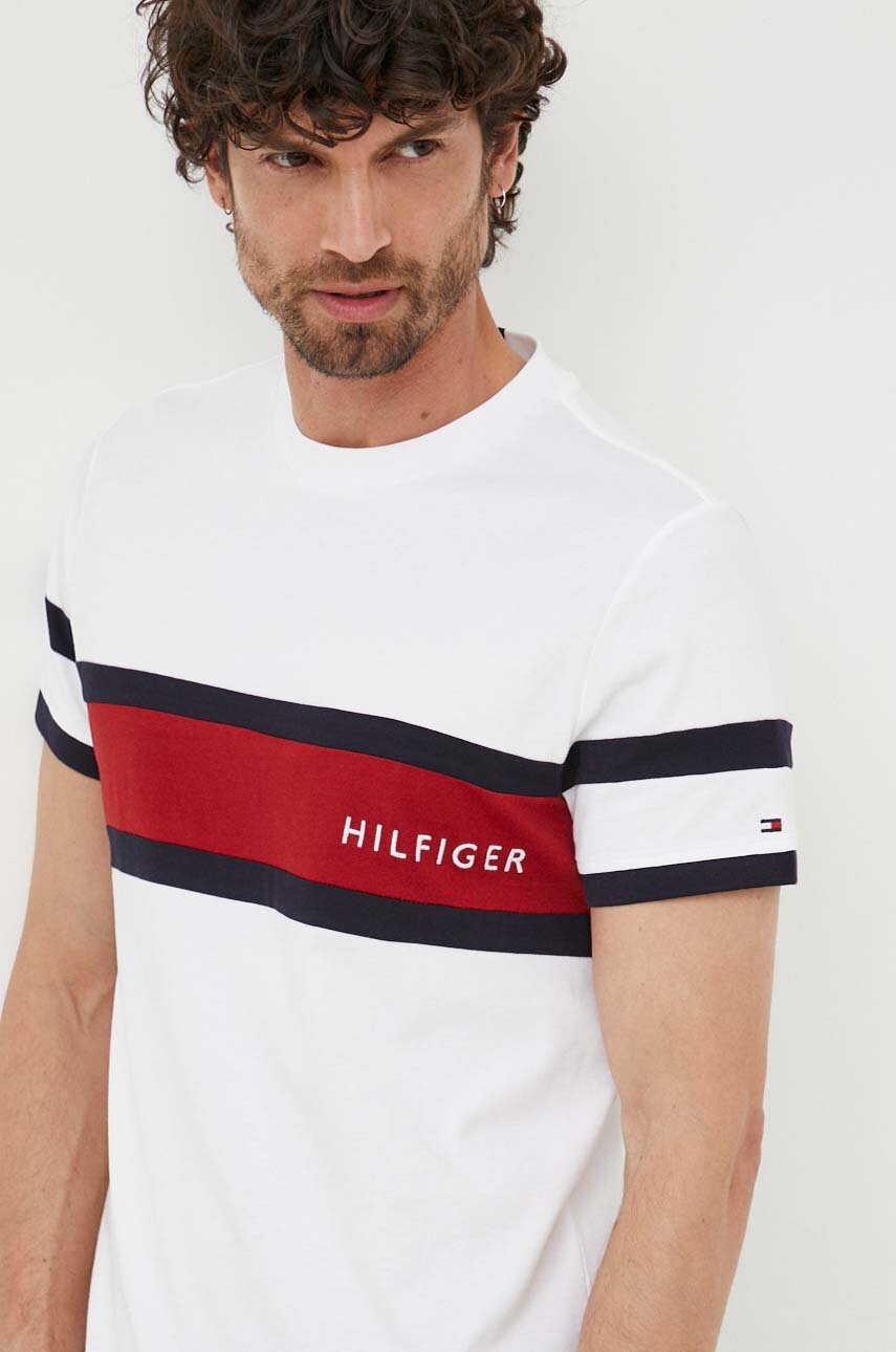 Tommy Hilfiger tshirt bawełniany kolor biały wzorzysty