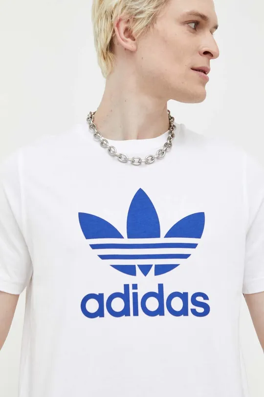 biały adidas Originals t-shirt bawełniany Adicolor Classics Trefoil Tee Męski
