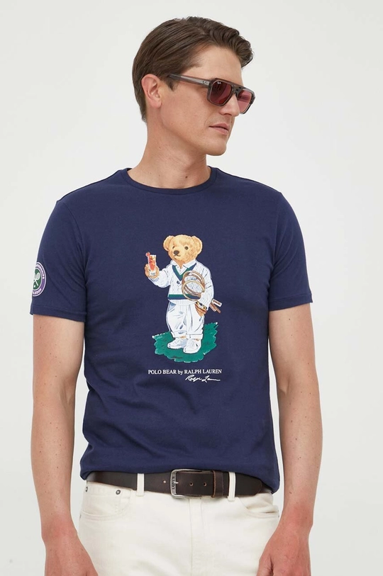 granatowy Polo Ralph Lauren t-shirt bawełniany Męski