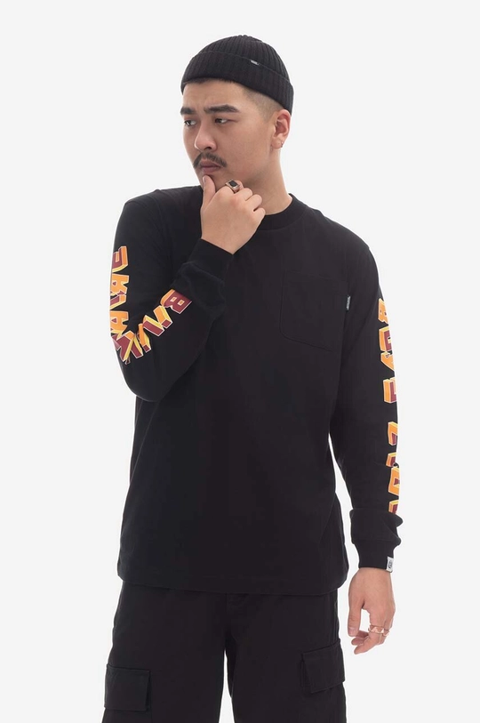 Bavlněné tričko s dlouhým rukávem Billionaire Boys Club Geometric L/S T-Shirt B23112 BLACK Pánský