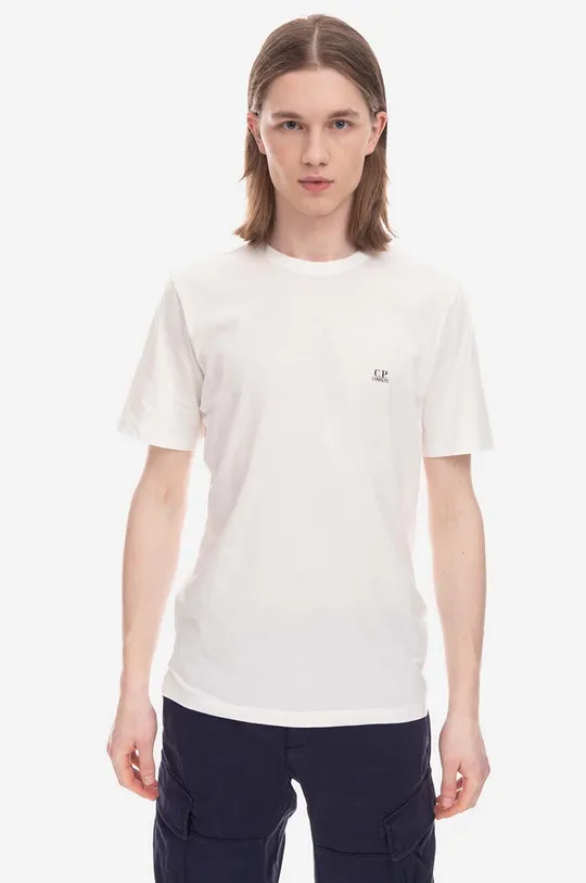 biały C.P. Company t-shirt bawełniany 30/1 Jersey Small Logo T-shirt Męski