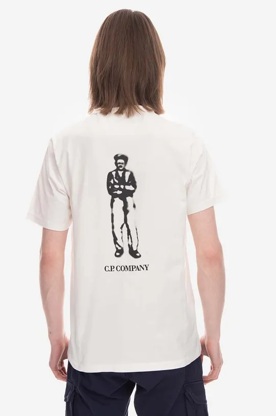 biały C.P. Company t-shirt bawełniany Mercerized Jersey 30/2 Graphic T-shirt Męski