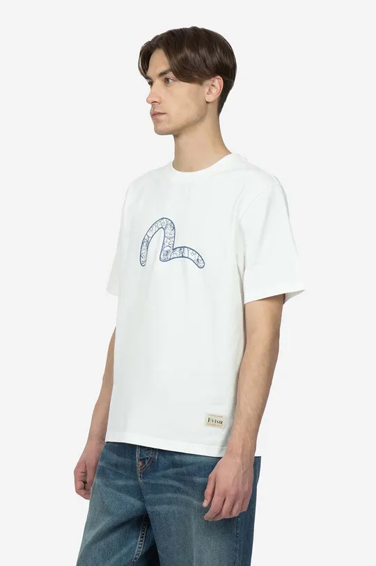 λευκό Βαμβακερό μπλουζάκι Evisu Ανδρικά