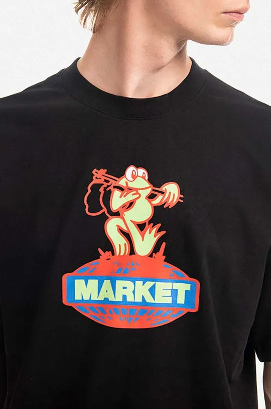 μαύρο Βαμβακερό μπλουζάκι Market