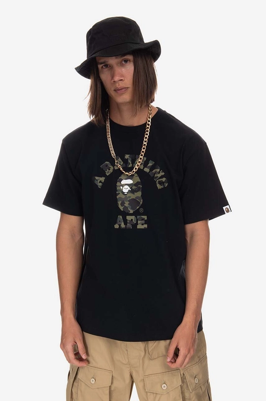 μαύρο Βαμβακερό μπλουζάκι A Bathing Ape Ανδρικά