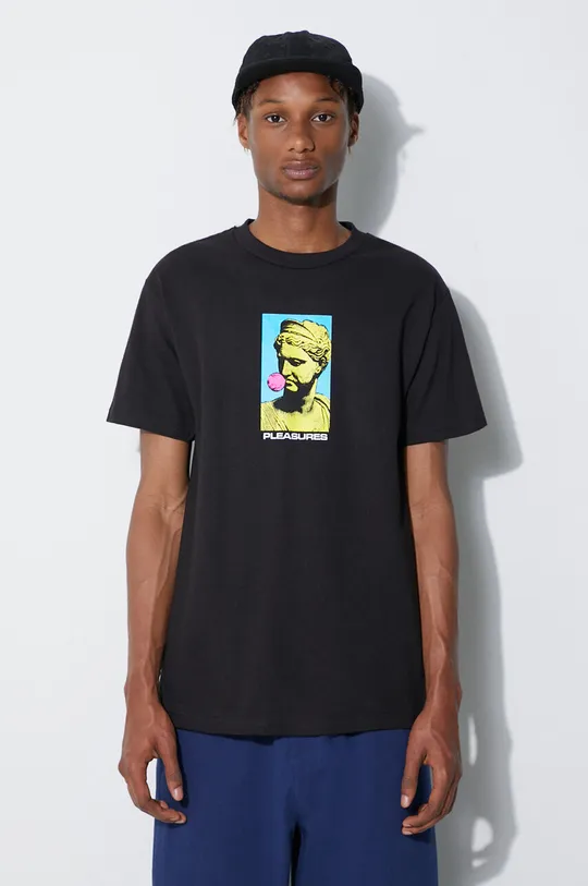 czarny PLEASURES t-shirt bawełniany Męski