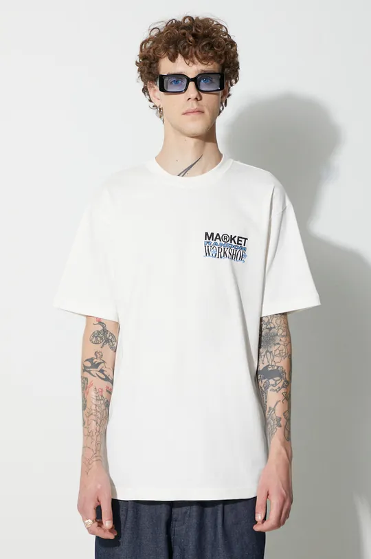білий Бавовняна футболка Market