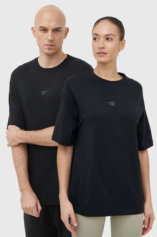 μαύρο Βαμβακερό μπλουζάκι Reebok Classic Unisex