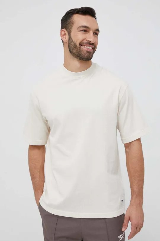 Reebok Classic t-shirt bawełniany beżowy
