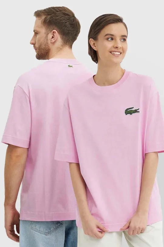 ροζ Βαμβακερό μπλουζάκι Lacoste Unisex