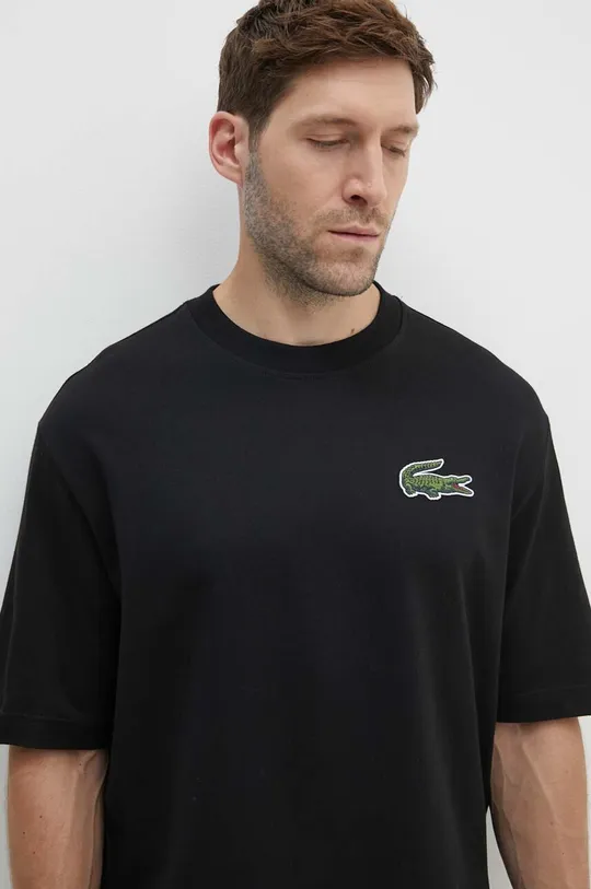 μαύρο Βαμβακερό μπλουζάκι Lacoste Unisex