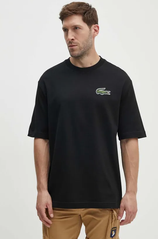 črna Bombažna kratka majica Lacoste