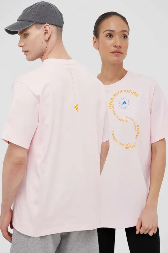 różowy adidas by Stella McCartney t-shirt bawełniany Unisex