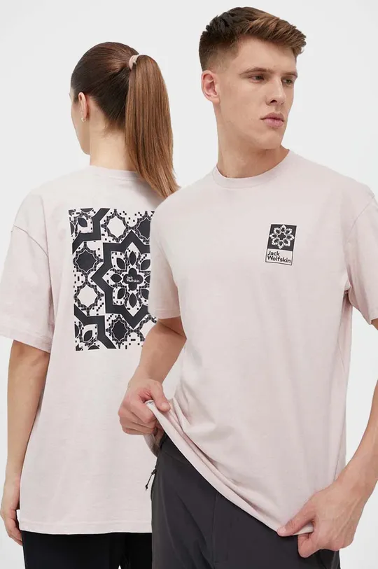 różowy Jack Wolfskin t-shirt bawełniany 10 Unisex
