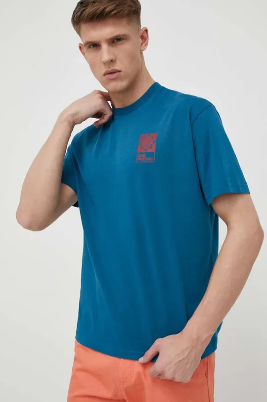 Βαμβακερό μπλουζάκι Jack Wolfskin 10 μπλε