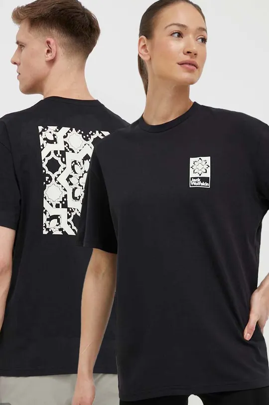 μαύρο Βαμβακερό μπλουζάκι Jack Wolfskin 10 Unisex