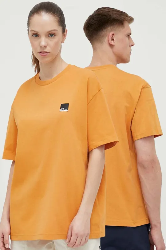 żółty Jack Wolfskin t-shirt bawełniany 10 Unisex