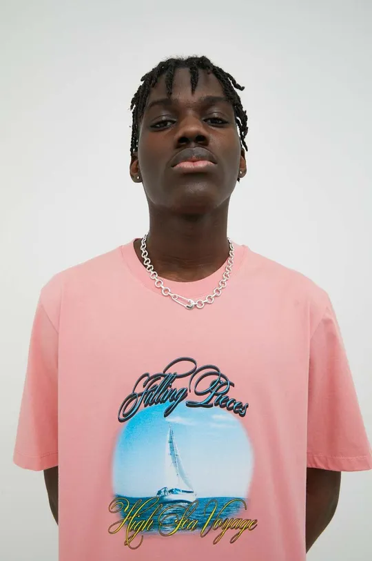 rosa Filling Pieces t-shirt in cotone