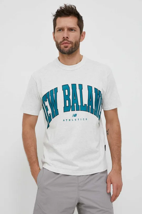 Bombažna kratka majica New Balance UT31551SAH siva