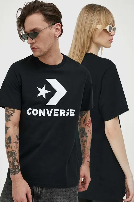 črna Bombažna kratka majica Converse Unisex