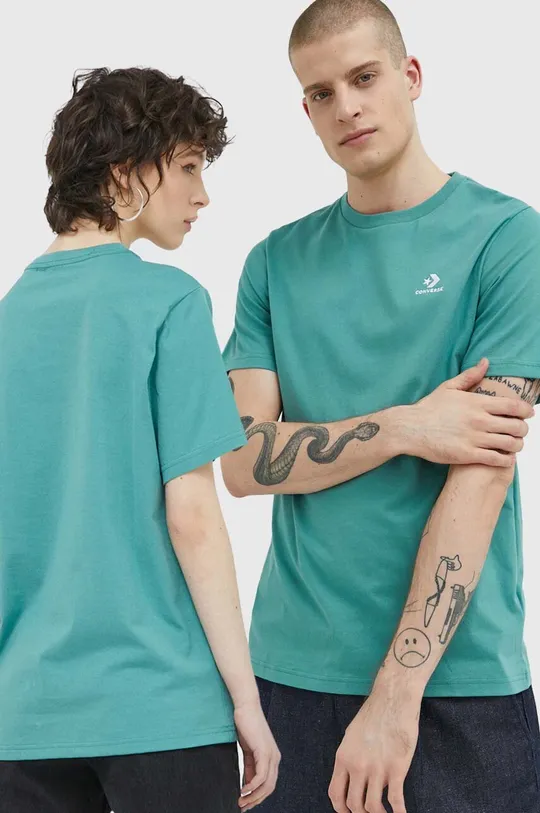 turkusowy Converse t-shirt bawełniany Unisex