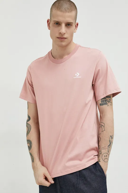 Бавовняна футболка Converse рожевий