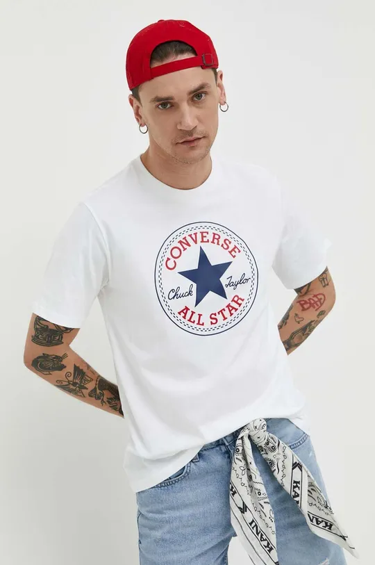 Bavlnené tričko Converse biela