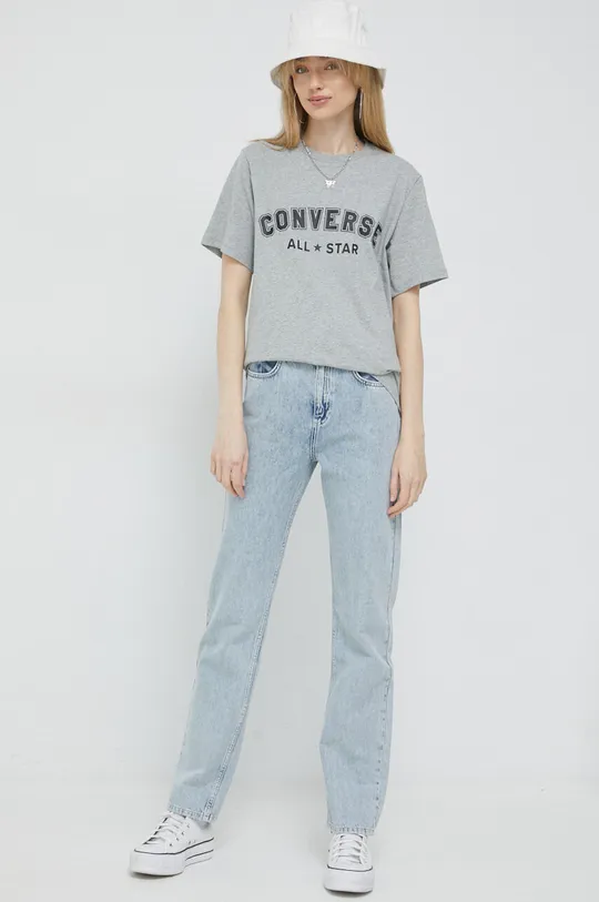 Bavlnené tričko Converse sivá