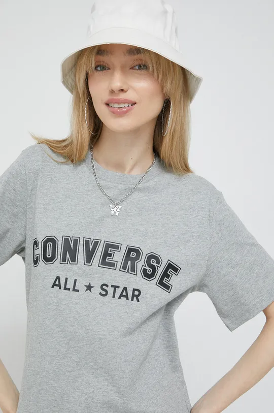 szary Converse t-shirt bawełniany