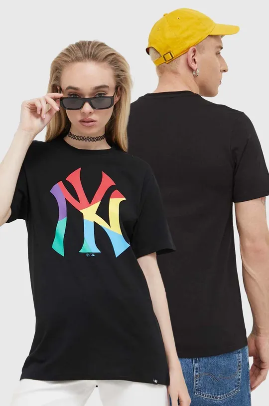 чёрный Хлопковая футболка 47brand MLB New York Yankees Unisex
