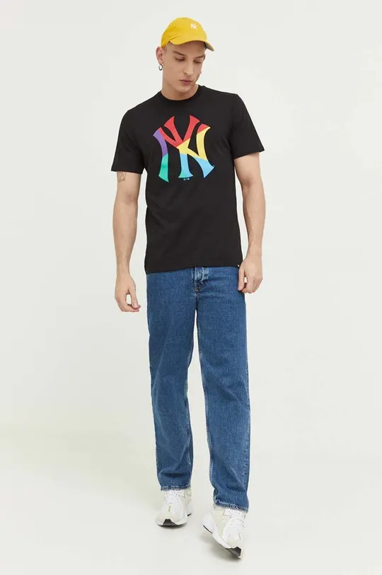 Βαμβακερό μπλουζάκι 47 brand MLB New York Yankees μαύρο