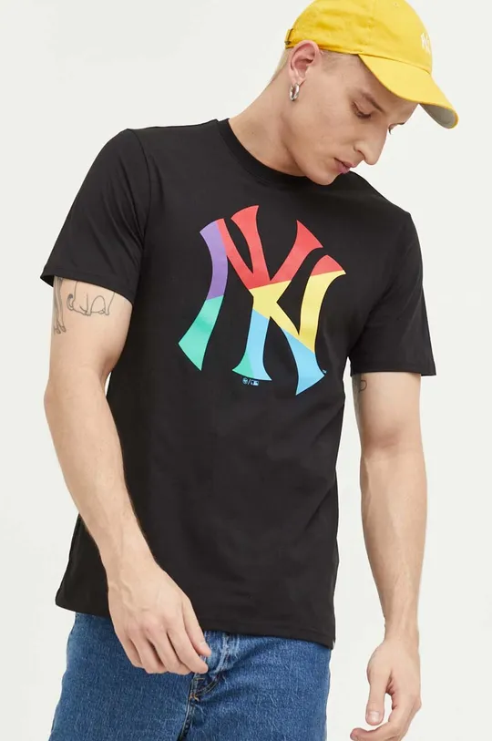 чёрный Хлопковая футболка 47brand MLB New York Yankees