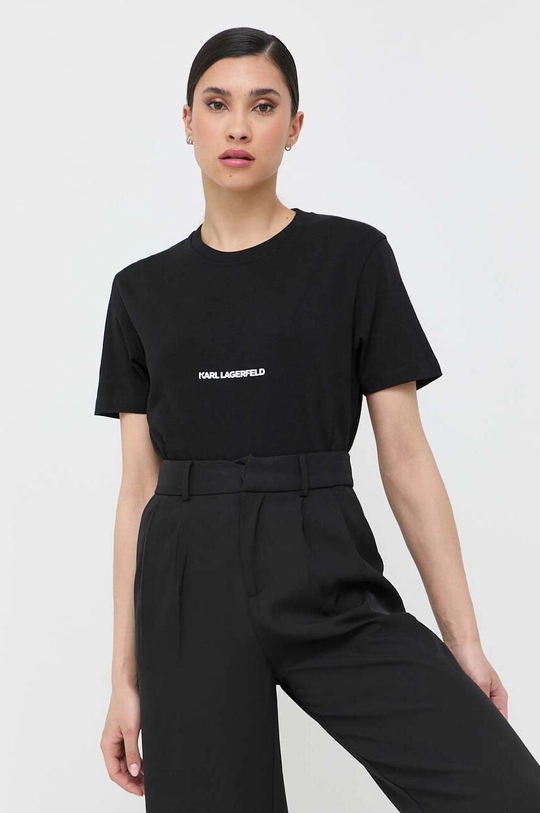 Βαμβακερό μπλουζάκι Karl Lagerfeld 211M1780 μαύρο SS23