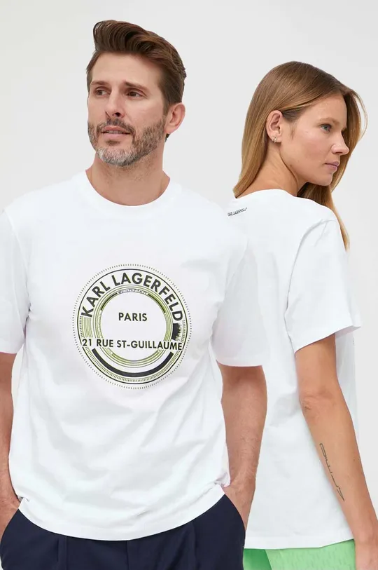 λευκό Βαμβακερό μπλουζάκι Karl Lagerfeld Unisex