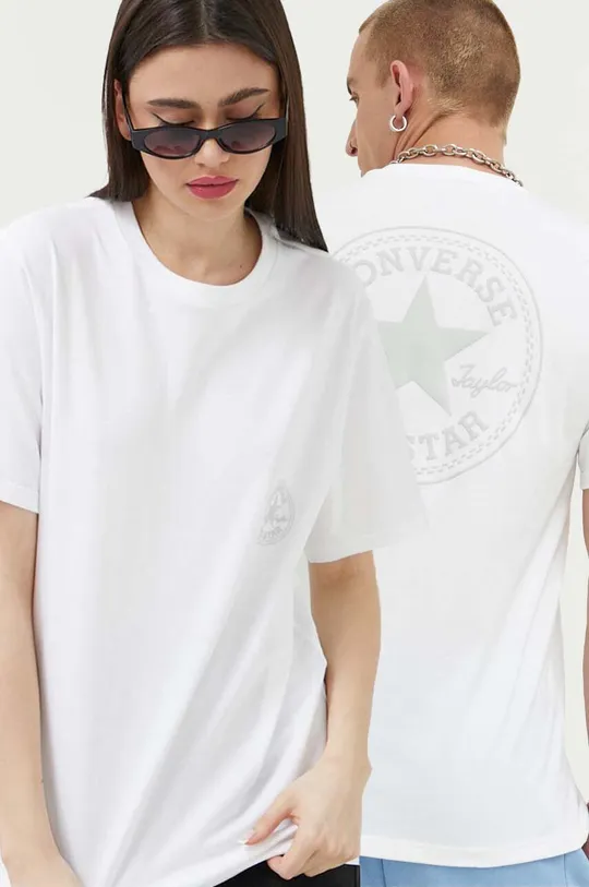 biela Bavlnené tričko Converse Unisex
