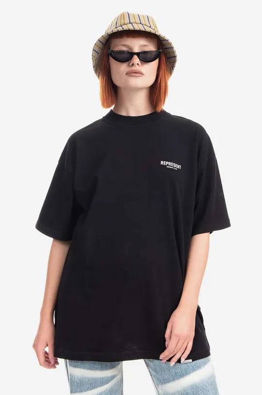 μαύρο Βαμβακερό μπλουζάκι Represent Owners Club Unisex