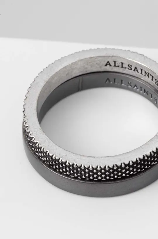 AllSaints pierścionek srebrny 2-pack srebrny