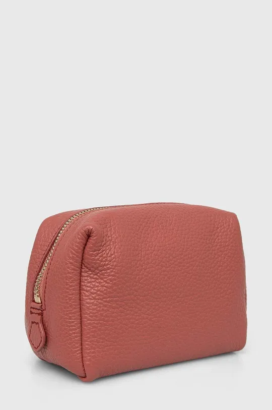 Usnjena kozmetična torbica Coccinelle roza