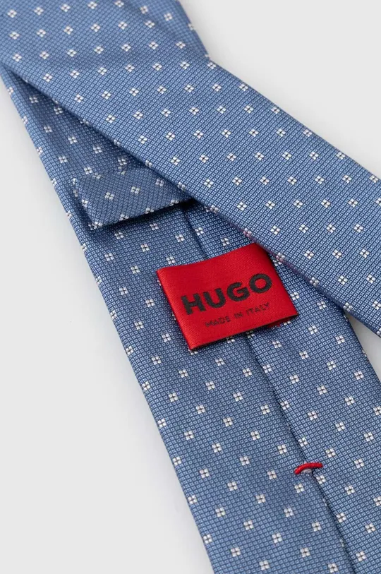 Краватка з домішкою шовку HUGO блакитний