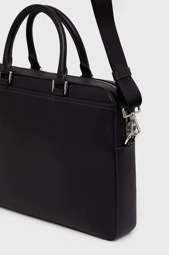 μαύρο Δερμάτινη τσάντα φορητού υπολογιστή Tommy Hilfiger