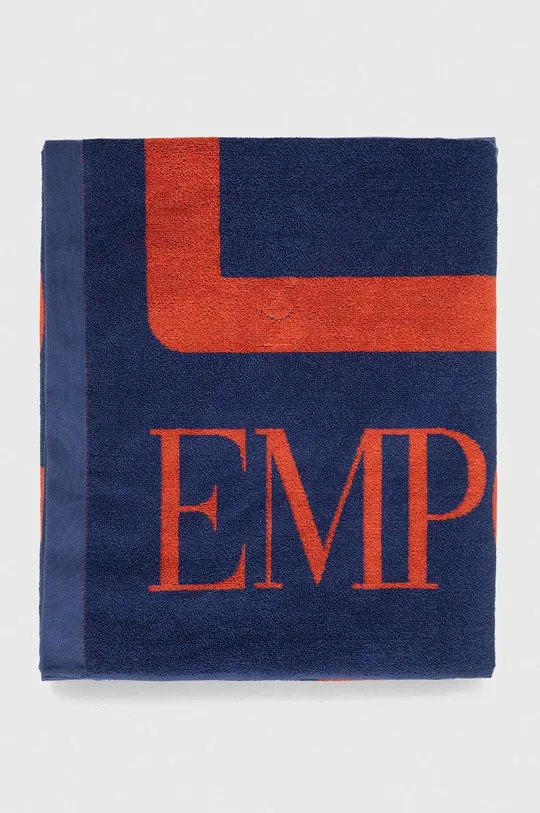 Βαμβακερή πετσέτα EA7 Emporio Armani 100 x 170 cm σκούρο μπλε